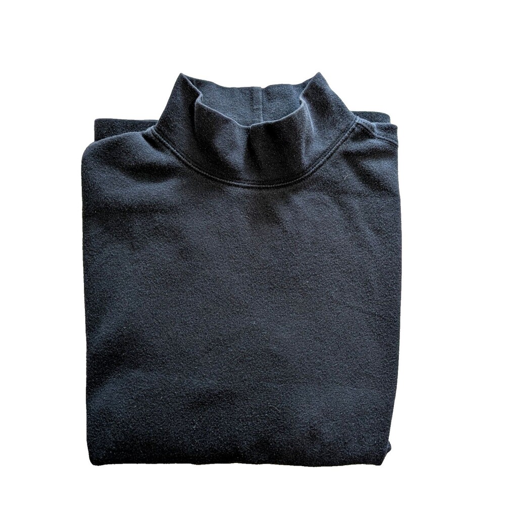 Lands End Turtleneck Womens Large 100% Cotton Navy Blue Pre-owned